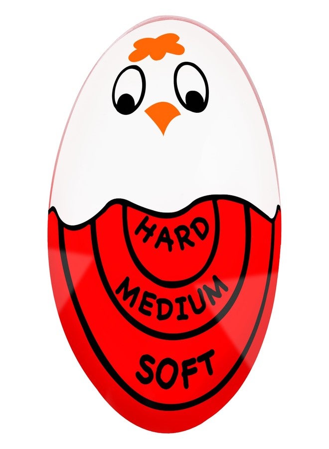 Eggssentials مؤقت بيض أحمر من Eggssentials يوضع في الماء - مؤقت بيض للبيض المسلوق جيدًا والبيض المسلوق نصف سلقة، يتلاشى اللون الأحمر لتحديد درجة النضج بدقة. - Image 1